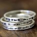 Custom Stamped Sterling Silver Ring Thin Band - Set of 3