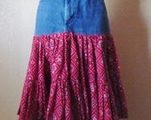 vintage BANDANA denim  skirt