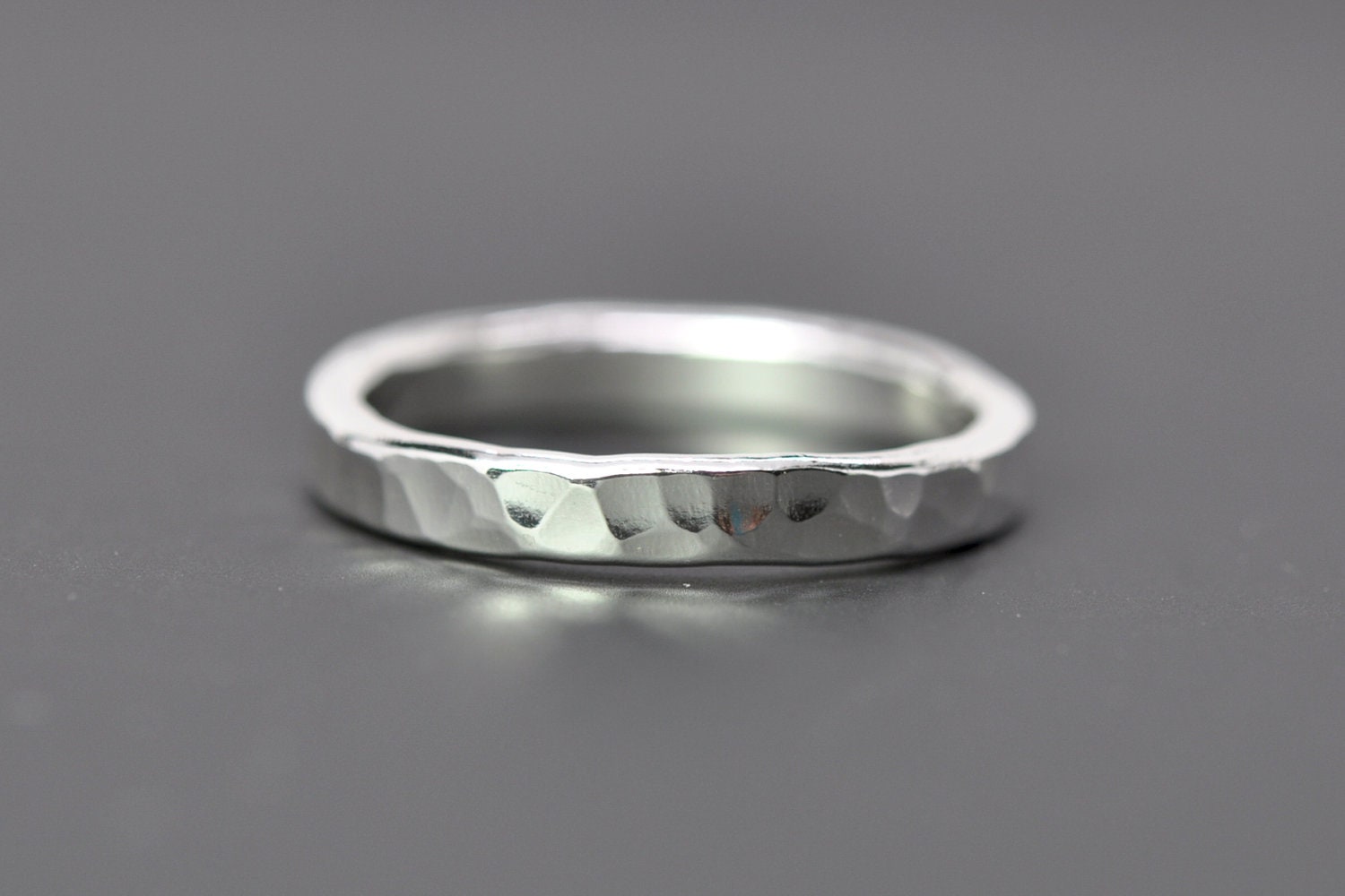 Hammered Silver Ring Pure Silver 3 to 4mm Band Simple Everyday Stacking Ring Thumb Index Middle Ring Finger Sea Babe Jewelry