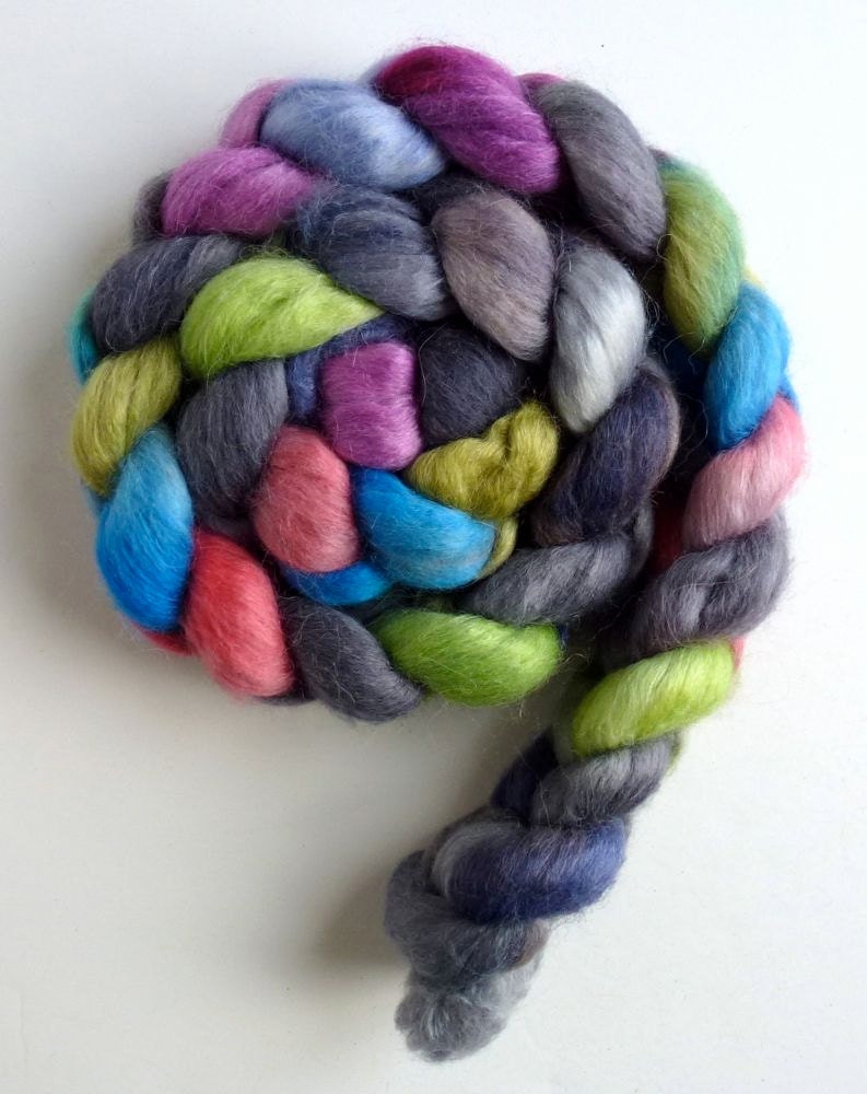 Special LIsting for Sadbhyl: Alpaca Merino Silk Hand Dyed Spinning or Felting Fiber, Road Race 2 and 3