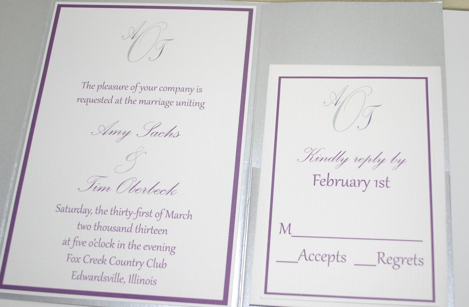 Monogram Pocketfold Wedding Invitation Personalized (SAMPLE ONLY) Il_570xn