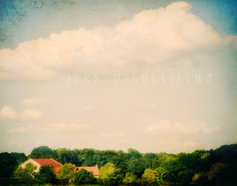 Landscape Photography, Fine art imagery, Country farm scenery, Red barn roof, Minimalist