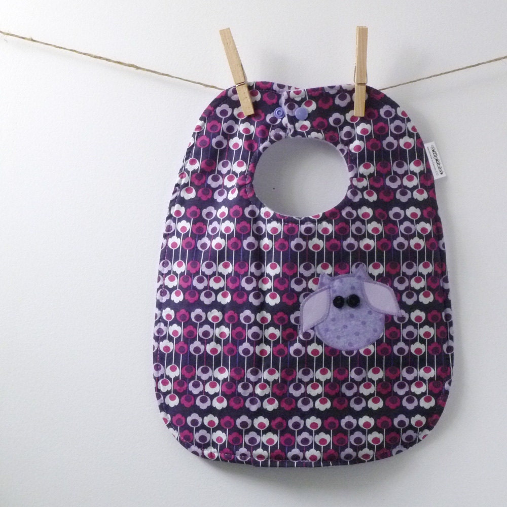 Polka Dot Owl Baby Shower Gift - Toddler Bib with Snaps