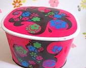 Vintage Fuchsia 1970s Tin