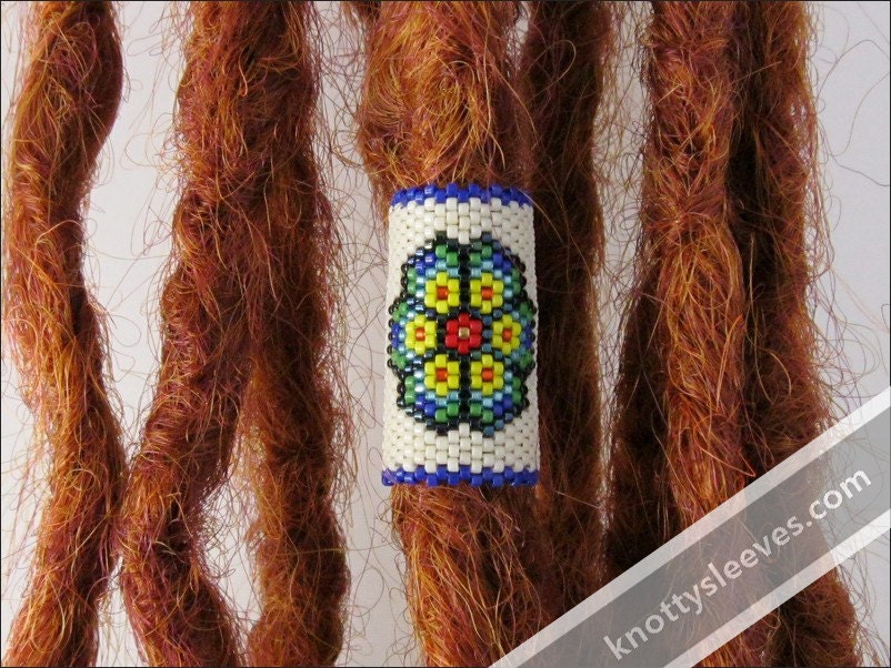 Dread Bead - Peyote Stitch Dreadlock Sleeve - Flower Mandala 1