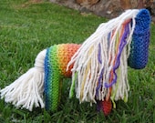 Vibrant Rainbow Knitted Horse, Waldorf