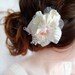 ivory / blush bridal hair clip - BIANCA - organza flower and crystals accessory