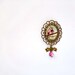 Birdhouse Brooch - Fashion Jewelry - Wearable art pink rose romantic bird lover cameo bow