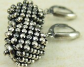 Sterling Silver Beaded Bead Cube Earrings