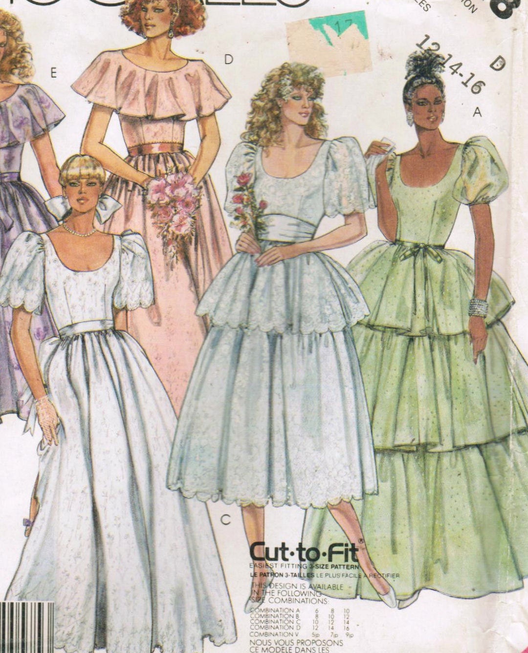 1980s McCall's 3046 UNCUT Vintage Sewing Pattern Misses' Formal Gown and Slip Size 12 Size 14 Size 16