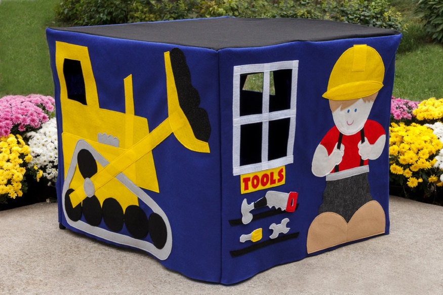 Felt Card Table Playhouse, Construction Site, Personalized, Custom Order