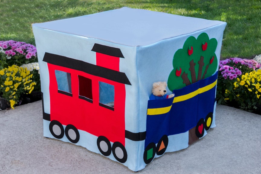 Kids Playhouse, All Aboard Train Station, Fits Your Card Table, Custom Order, Personalized