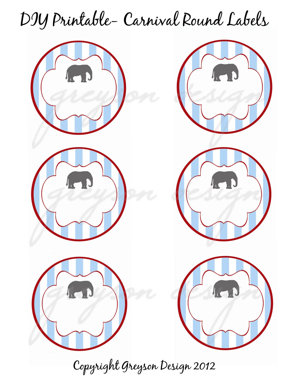 DIY Blank Printable Vintage Carnival Labels 2.75- Greyson Design