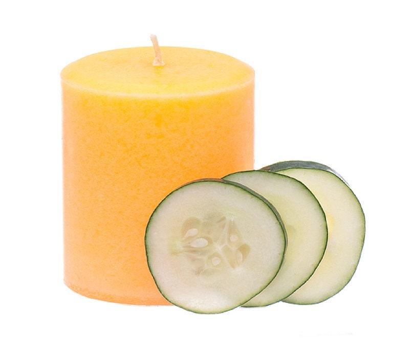 Cucumber Cantaloupe Scented Pillar Candle, 14 ounces (397 grams)