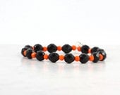 Orange Black Halloween Jewelry Bracelet Fall Fashion Pumpkin Orange Czech Glass Accessory