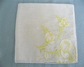 Vintage Yellow Embroidered Handkerchief