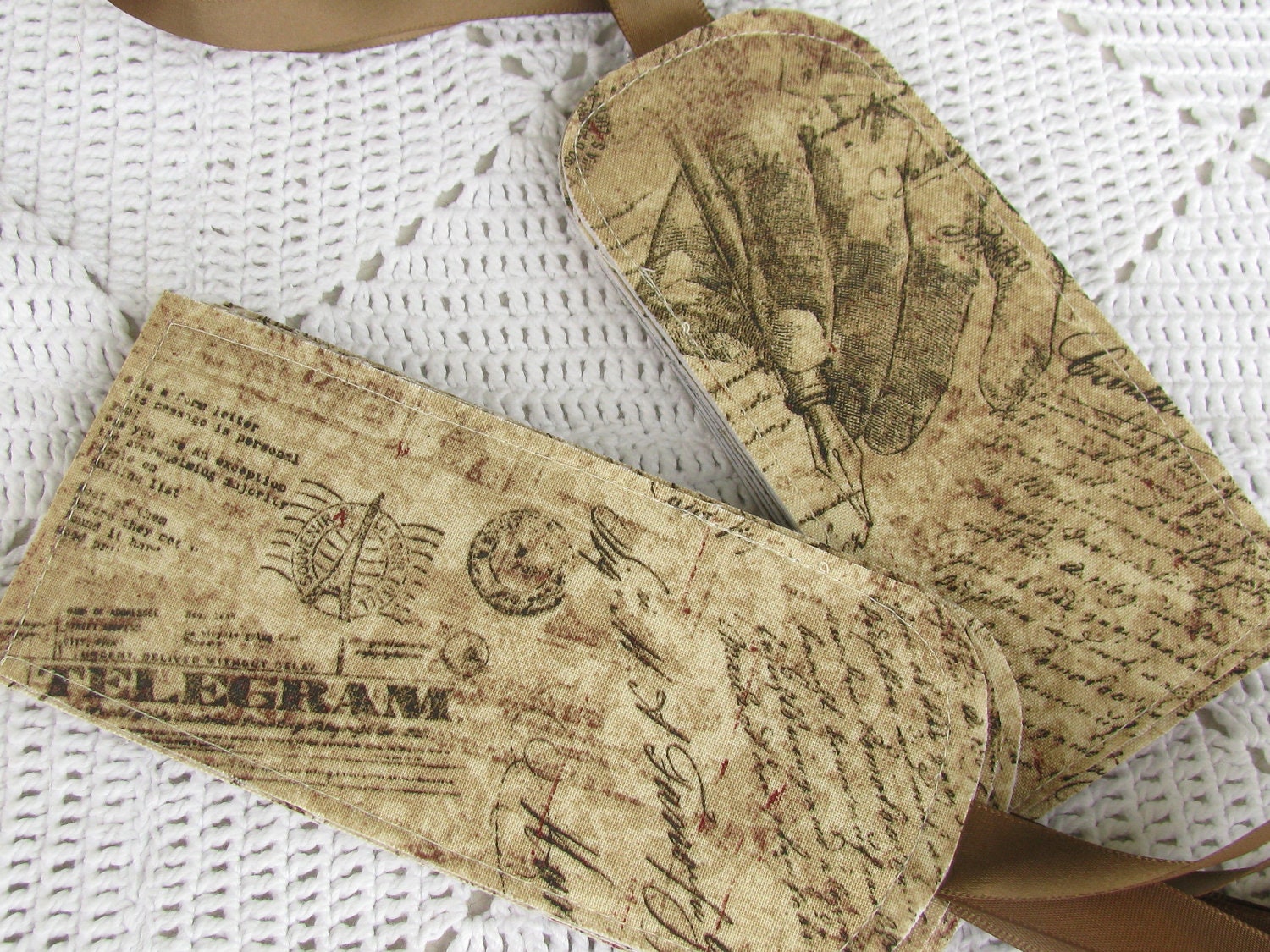 Set of 10 Ready To Ship Fabric Luggage Tags - Communique Sepia