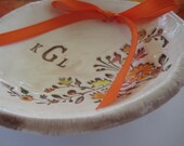 Monogram Fall  Ring Pillow Wedding Dish with Ribbon