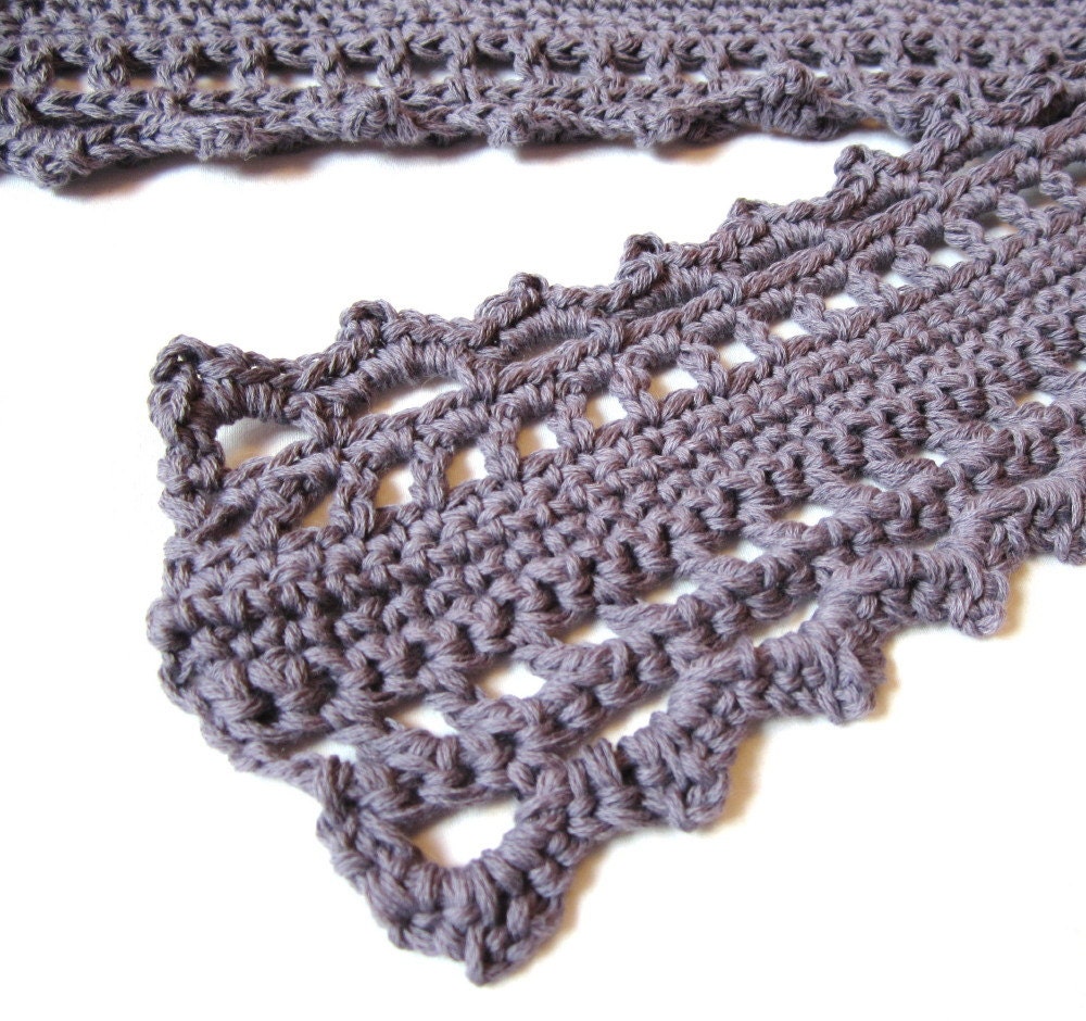 purple lace scarf for women, teens and girls - cotton and merino wool, soft all natural fibers - smoky lavender, ready to ship