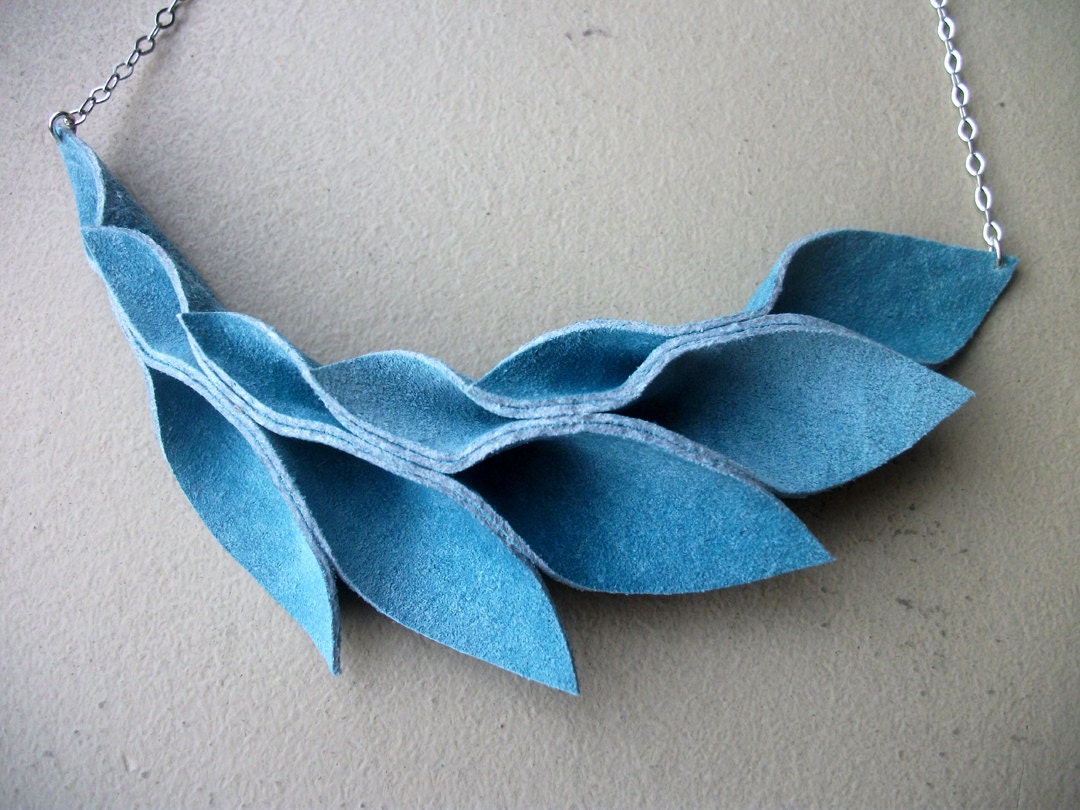 Petal Collection- Light Blue Suede Necklace