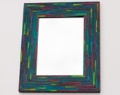 Wall Mirror Handmade Paper Colorful Thin Mosaic Blue Striped Rectangle 9x12