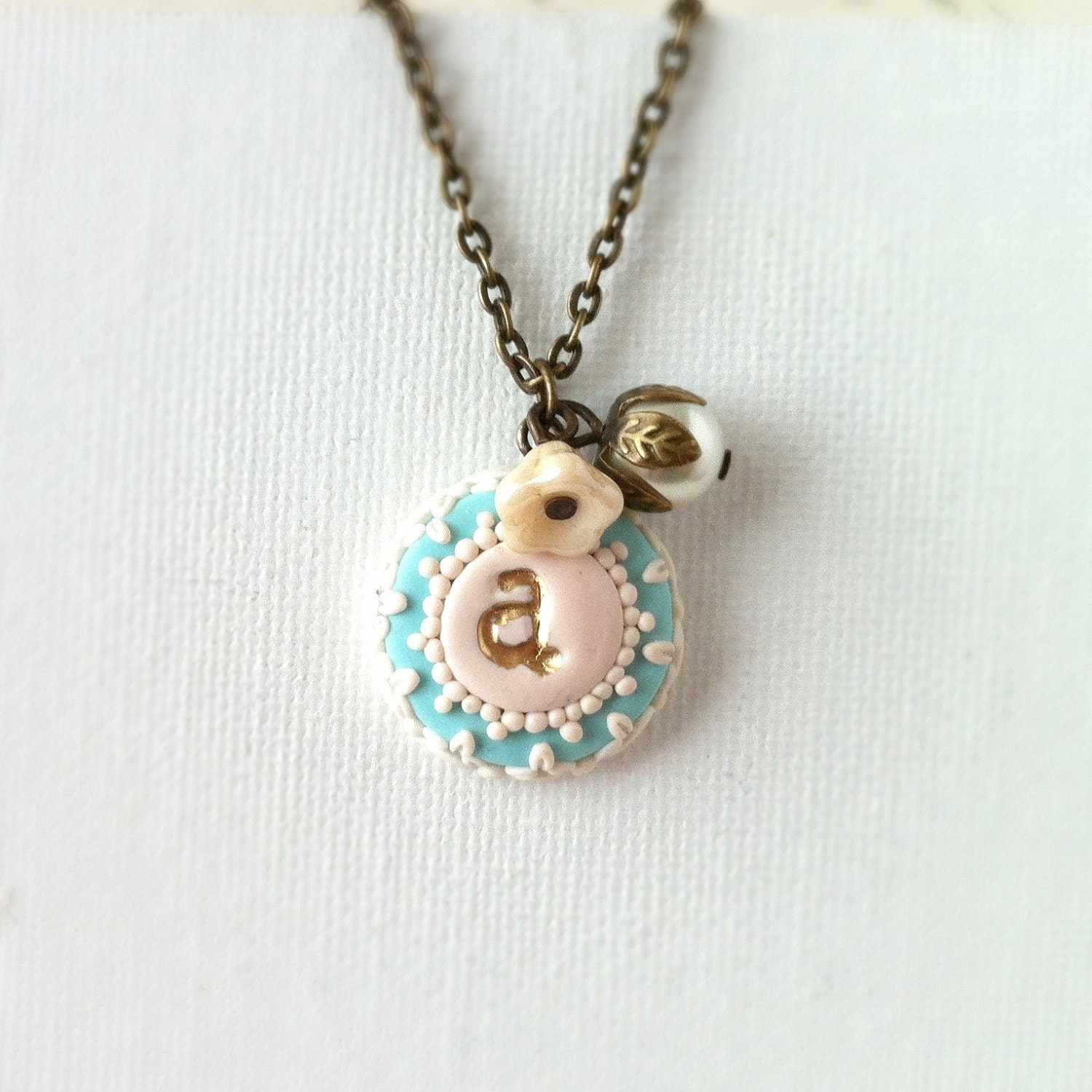 Personalized necklace - initial pendant - shabby chic jewelry