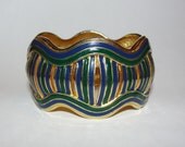 Pierre Cardin Enamel Runway Bangle Bracelet 18 kt Gold Plated
