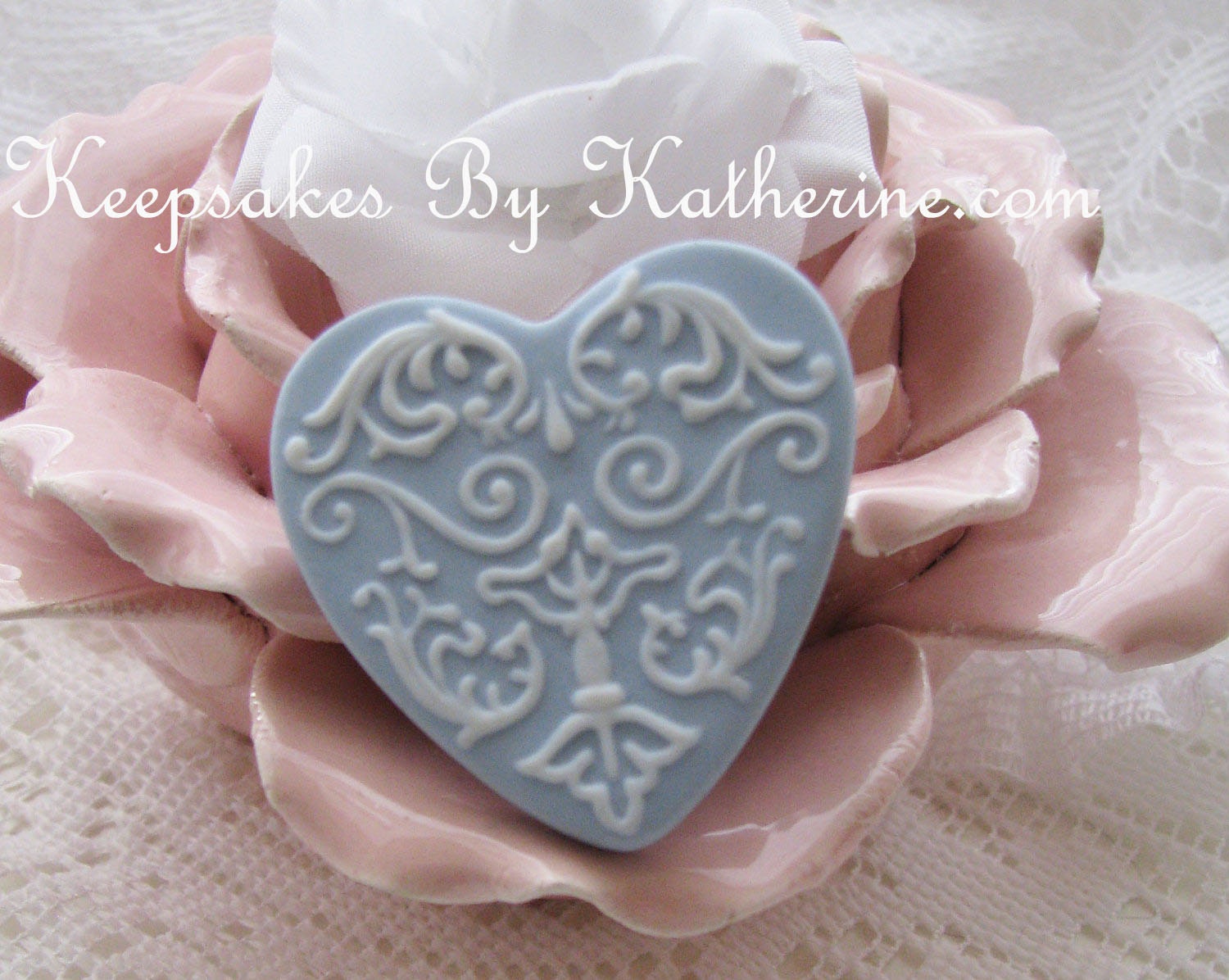 Vintage Wedgewood China Heart Brooch