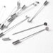 6 Pieces White Gold Tone Stick Pin Clutch - Brooch - 5mm pad size with 55mm long
