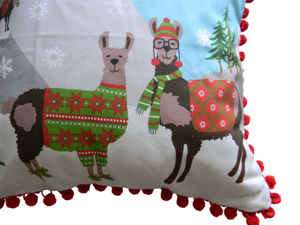 LAST ONE - Holiday Llamas Mountain Top - Pillow Panel