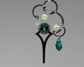 Ananke v3: Emerald and Chrysolite opal Swarovski crystal steampunk necklace