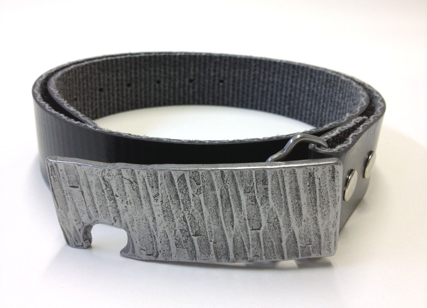 Hammered Bottle Opener Belt Buckle Lite with Natural Finish