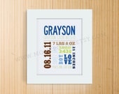 Mixed Typography Birth Announcement Print