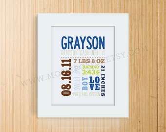 Mixed Typography Birth Announcement Print