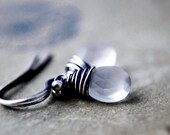 Moonstone Jewelry Earrings Silver Galaxy Celestial White Winter Snow Ice