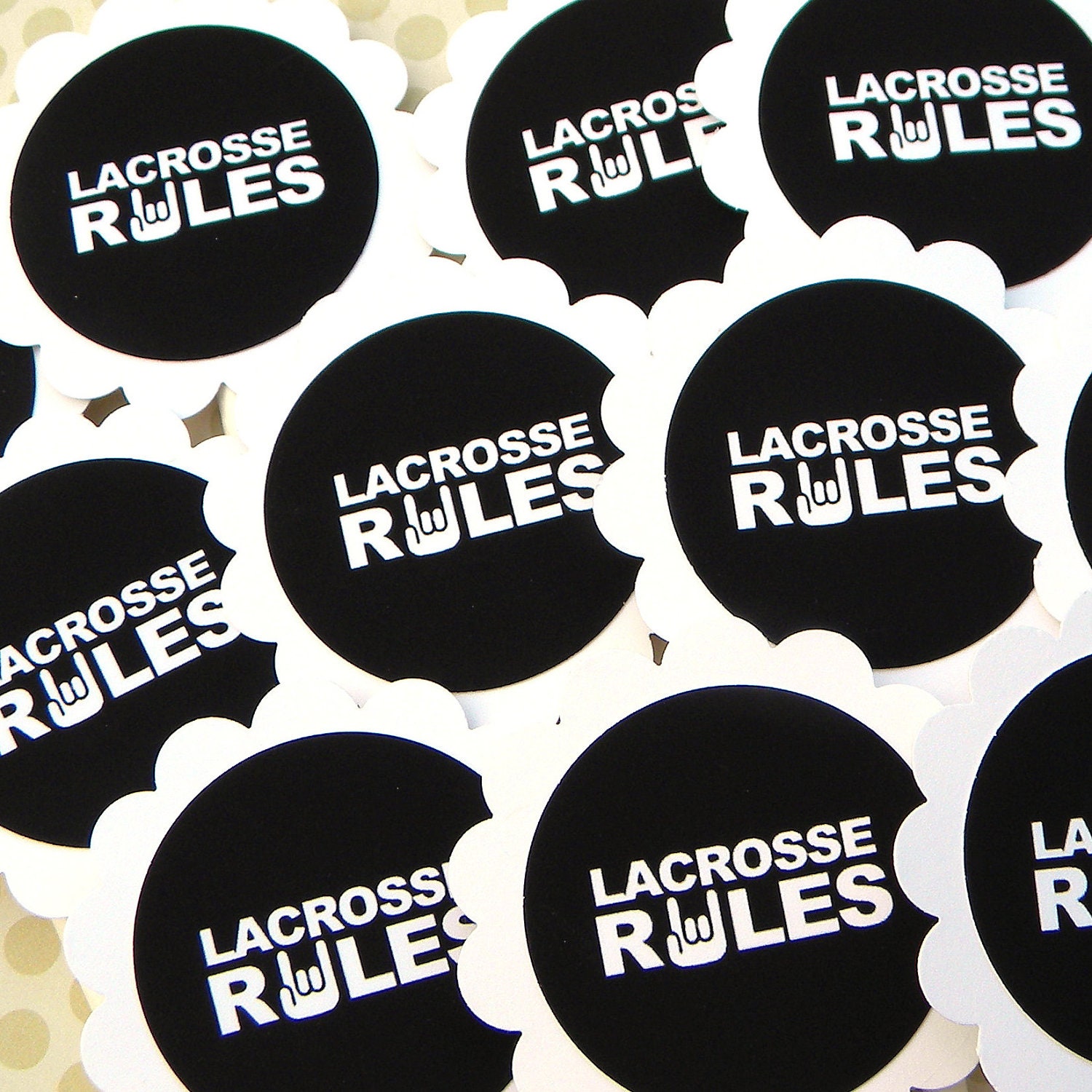 Lacrosse Rules Cupcake Toppers, Set of 12, Black, White Il_170x135