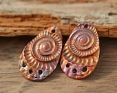 Handmade Ammonite Copper 3 hole Drops