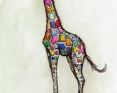 Feeling a little colourful - Giraffe Art Print