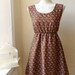 Floral Dress in Chestnut Brown and Cream Pretty Quaint Dress L