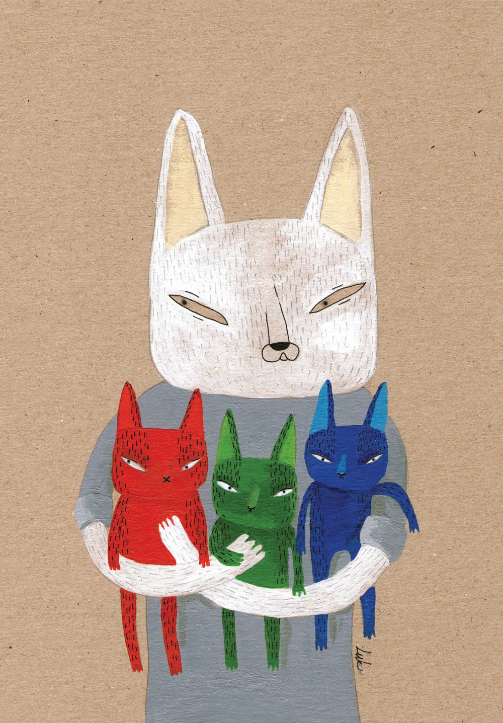 Cat and RGB kittens card