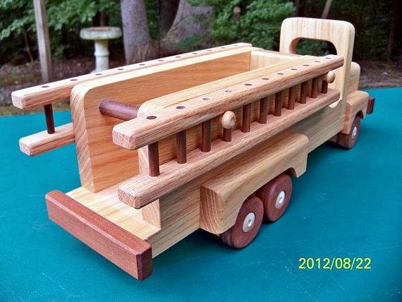Sale  Wooden Handmade toys Firetruck  Oak and Walnut Heirloom Quality Beautifully hand finished with all natural beeswax