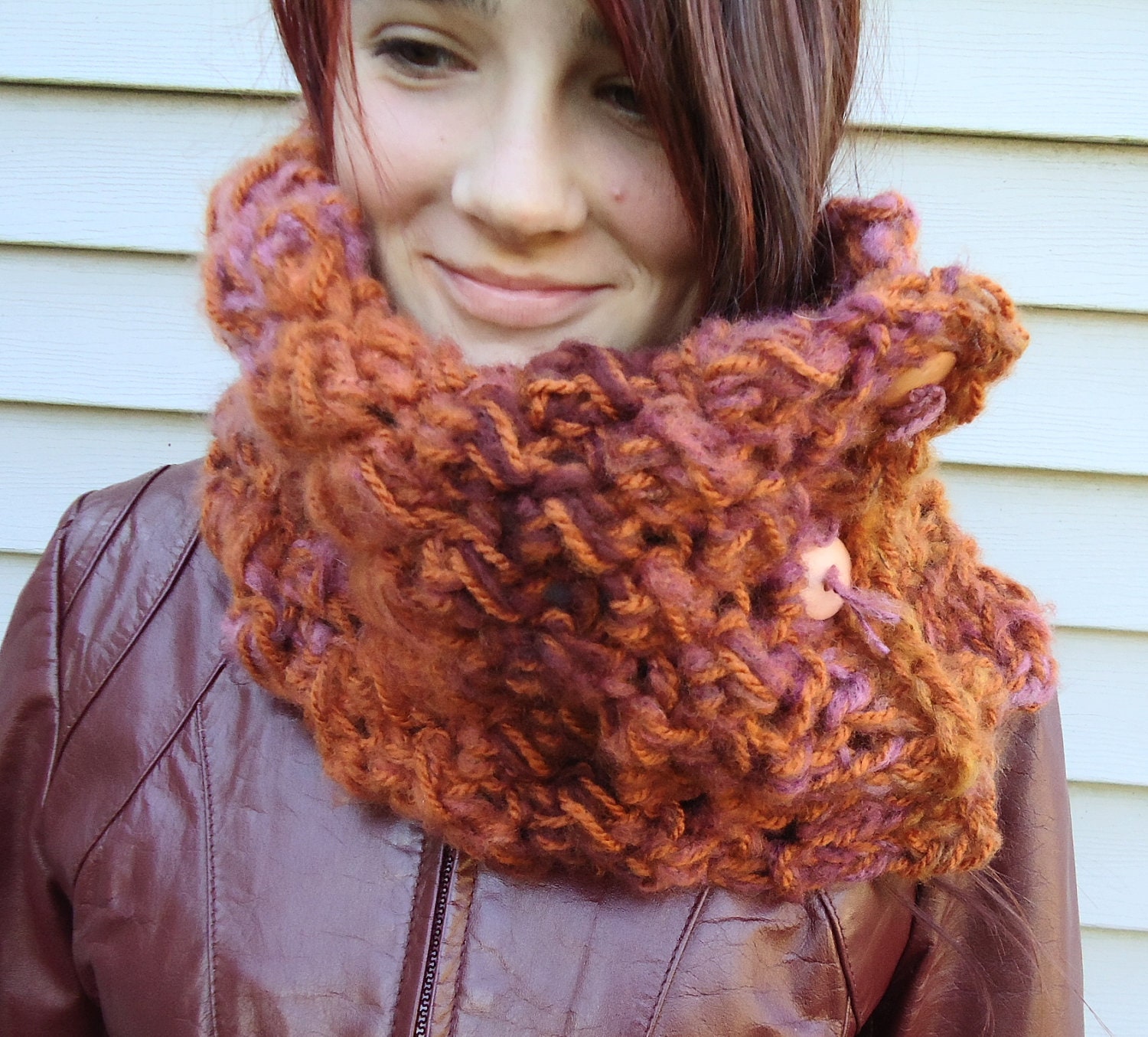 Chunky Rust Knit Cowl
