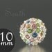 10mm pave crystal bead, Silver with Multi Light Crystals (1)