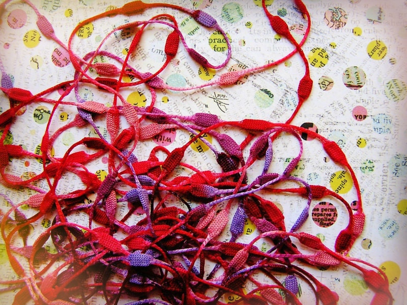 Raspberry lavender Cube Garland / woven Trim - luxe party ribbon garland wedding embellishment craft decor holiday supply - 5 yards