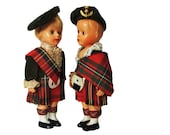 Vintage Collectible Rogark Dolls / Scotland Tartan Costume / Wales UK