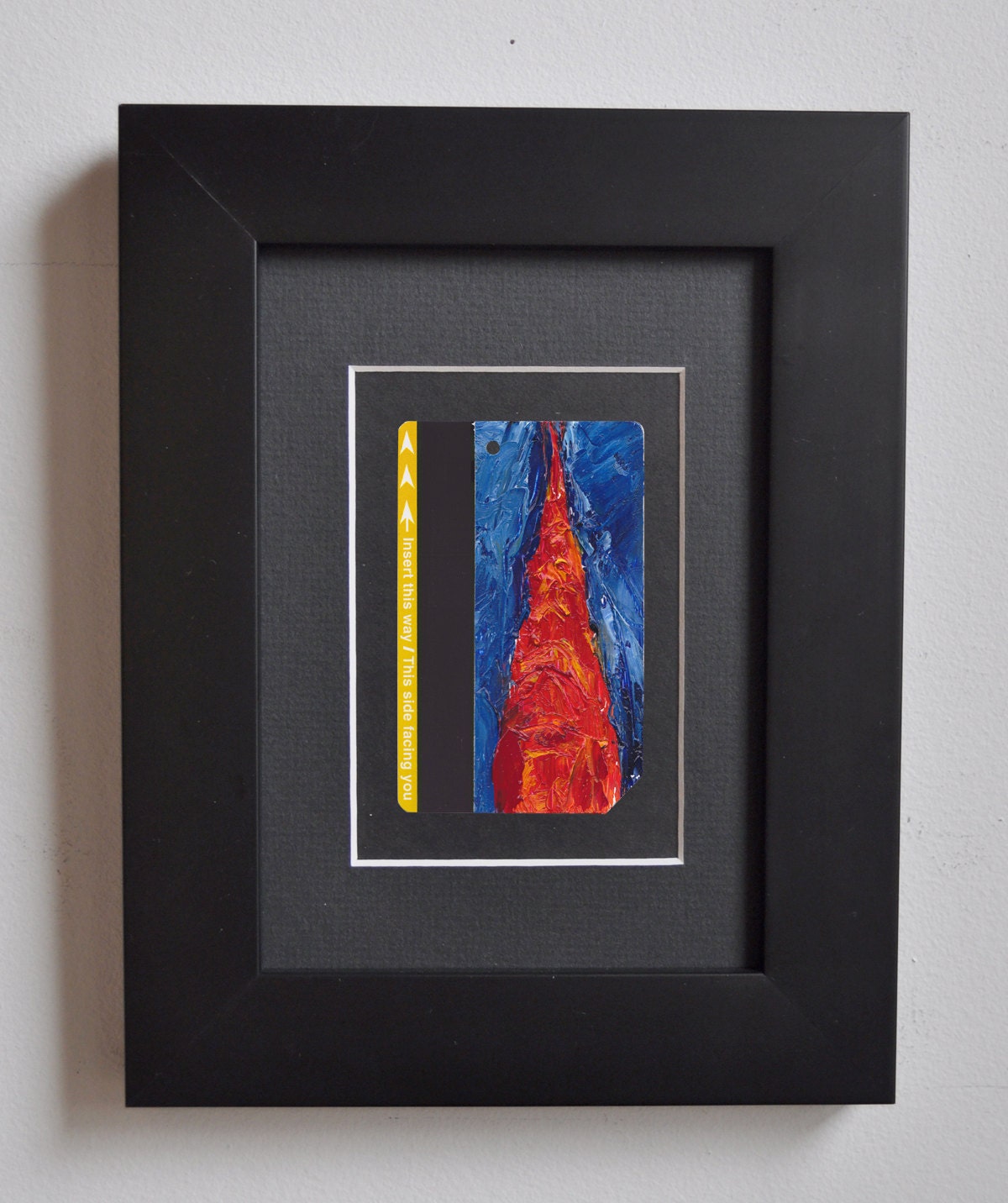 Art Oil Painting New York City Chrysler Building on Recycled NYC Subway Card