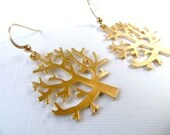 Frosted Gold Winter Tree Earrings
