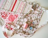 Craft Apron - Polka Dot Stitches in Pink and Grey