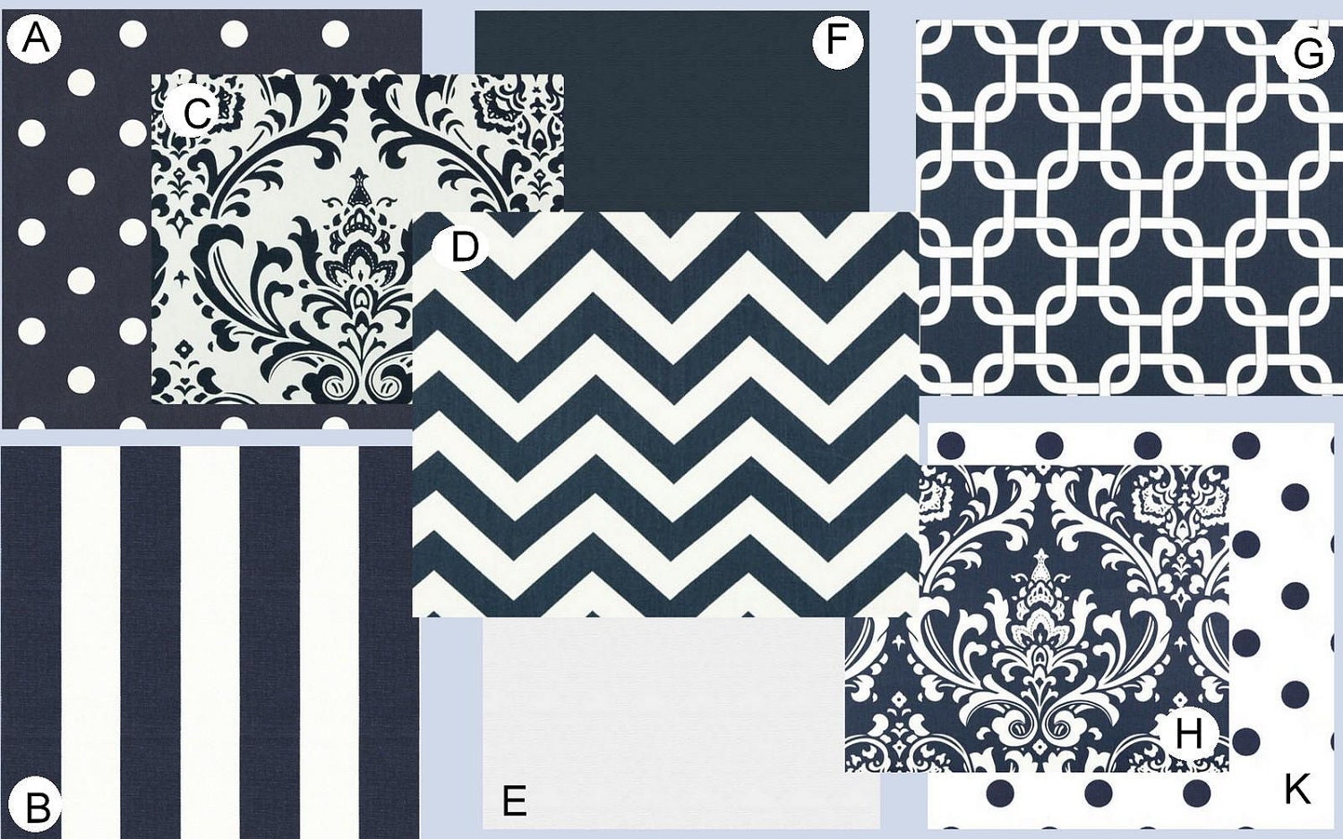 Navy Blue and White - Custom Crib Baby Bedding YOU DESIGN -