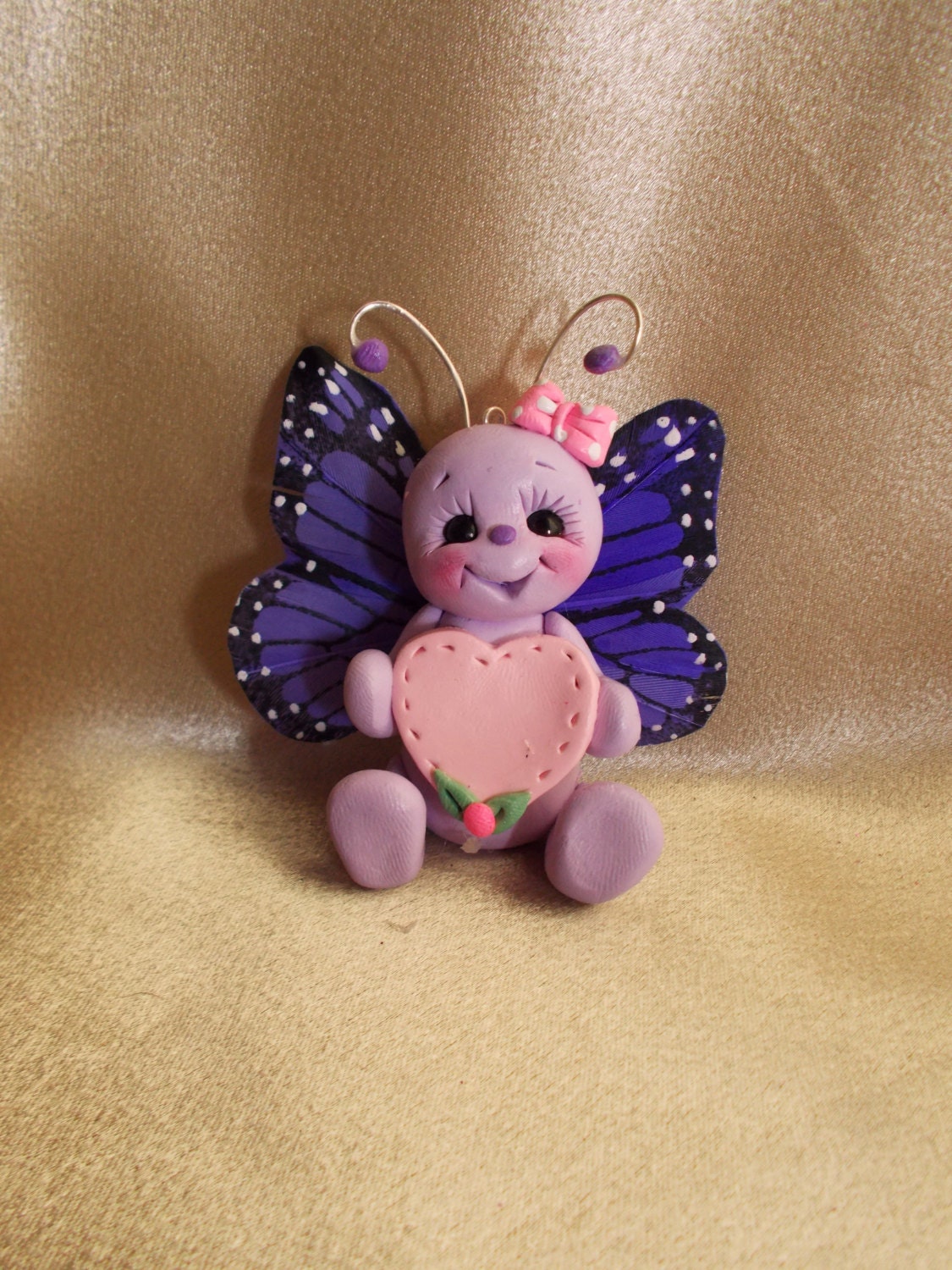 butterfly cake topper birthday Christmas ornament   polymer clay personalized  gift insect purple lavendar gift